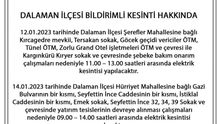 Dikkat Hafta sonu elektrikler yok